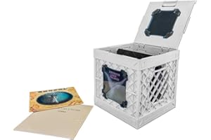 UbeCube CrateVinyl - Vinyl Record Storage Crate Modular Storage Cube for LP Albums with Divider and 2 Clear Panels (White crate - Blue tint panels)