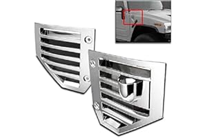AVANZATO Chrome Hood Side Air Vents Bezel Trim Covers - Compatible with Hummer H2 and SUT 2004, 2005, 2006, 2007, 2008, 2009
