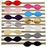 YanJie Faux Leather Bow Nude Nylon Soft Headband Infant Toddler Pack of 12