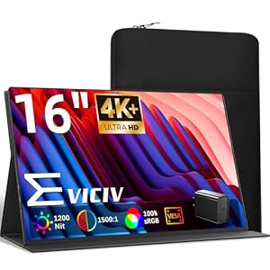 EVICIV モバイルモニター 4K 16インチ ケース付き 非光沢 QLED ポータブルモニター 高輝度 1200Nit