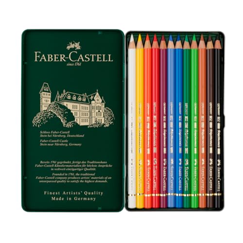 Faber-Castell Art & Graphic Polychromos Colour Pencil, Multicoloured, Tin Of 12, For Art, Craft, Drawing, Sketching, Home, School, University, Colouring