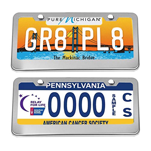 Ibetter 2 PCS Thick Stainless Steel Polish Mirror License Plate Frames, Car Licence Plate Holder Covers with Bolts, Washers and Screw Caps for US Standard (2 Holes Silver) - Thumbnail 4