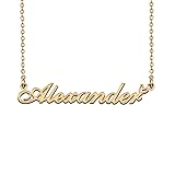 HUAN XUN 18K Gold Plated Name Necklace Alexander