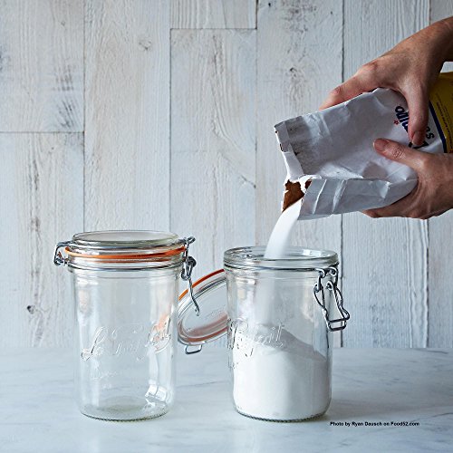 4 Le Parfait Super Terrines - Wide Mouth French Glass Preserving Jars - Zero Waste Packaging (4, 1000ml - 32oz - Quart)