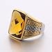 MASOP Stainless Steel Fashion Yellow Topaz Color Rhinestone Crystal Ring for Men and Women