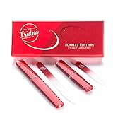 Iridesi Professional Crystal Glass Nail File, Etched, Fine Grit, 2 Files Per Box, Red (Scarlet Edition)