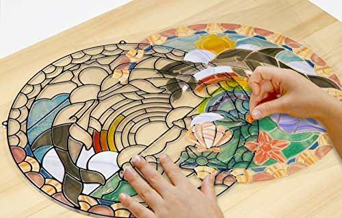 Melissa & Doug Stained Glass Made Easy Craft Kit: Dolphins - 180+ Stickers