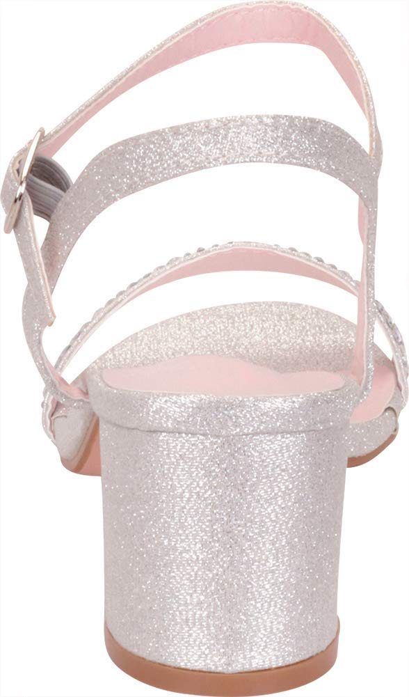 Cambridge Select Women's Crystal Rhinestone Chunky Block Mid Heel Dress Sandal,6 B(M) US,Silver Glitter - Image 3