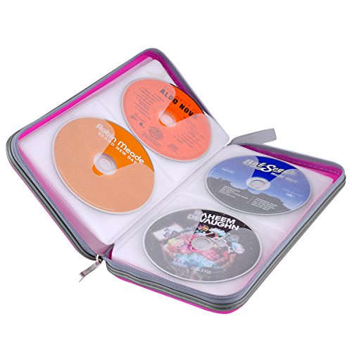 Wismart 72 Capacity Heavy Duty CD DVD Blu-ray Media Case Storage Holder Organizer Wallet (Peach) - Thumbnail 4