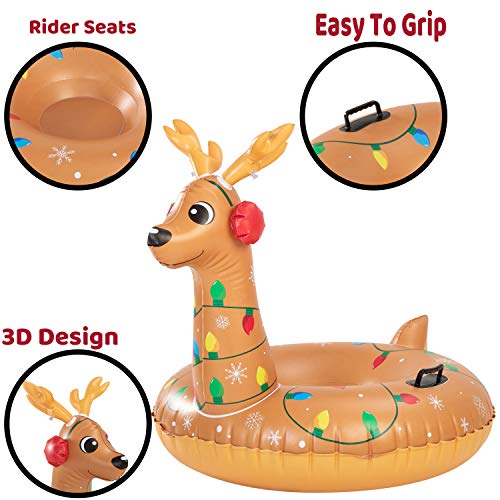 JOYIN 47” Inflatable Reindeer Snow Tube, HeavyDuty Snow Tube for