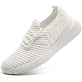 GLYGML Running Shoes for Women Slip on Casual Walking Tennis Sneakers Non Slip Breathable Lightweight Mesh Workout Gym Hiking Sports Trainers White Size US 10