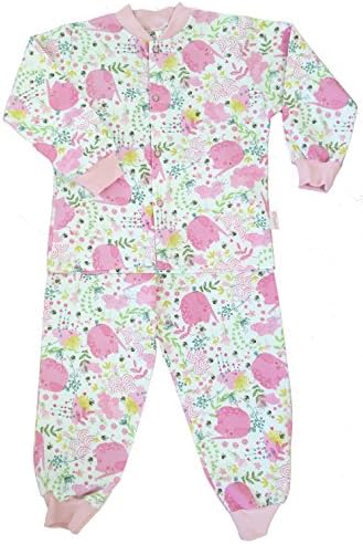 Snoozers 100% Cotton Flannel Pink Elephant Printed Childrens Pajamas (7/8yrs)