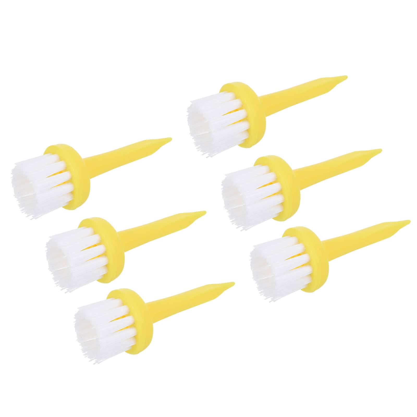 PATIKIL Golf Tee Brush Top 2 Inch, 6 Pack Unbreakable Plastic Golfing Tees Low Friction Resistance for Men and Women, Yellow