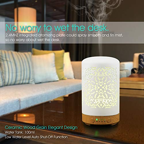 Earnest Living Essential Oil Diffuser White Ceramic Diffuser 100 ml Timers Night Lights and Auto Off Function Home… - Image 6