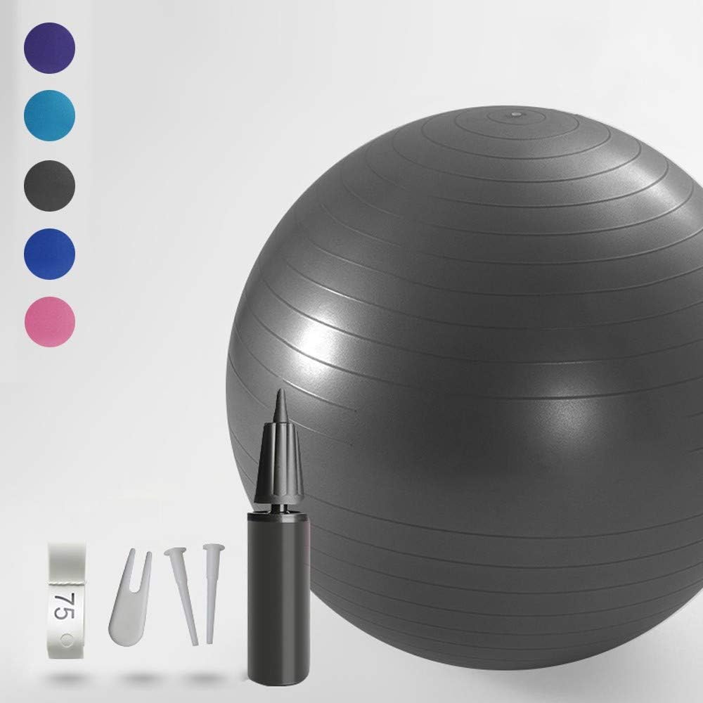 Wing Exercise Ball 55cm/ 65cm /75cm Yoga Ball Chairs for The Office and Home Pilates Ball for Physical Therapy, Birthing, Stretching and Core Fitness, Anti-Burst Heavy Duty Stability gray-65cm