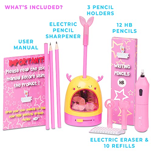 BriskLearner Electric Pencil Sharpener for Kids Pencil Sharpener Battery Powered & Battery