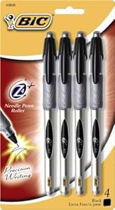 BIC Z4+ Needle Point Roller Pen, Extra Fine Point 0.5 mm, Black, 24 Pens