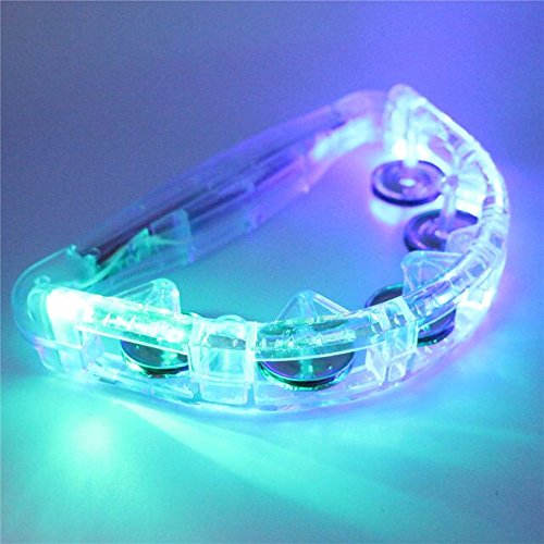 LACGO LED Light up Tambourine Multi-color Flashing Sway Bells for Bar Party KTV (Pack of 2)