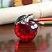 Duosuny Crystal Apple Paperweight, 40mm Art Glass Apple Collectible Figurines Best for Lucky Christmas Eve Gifts/Great Wedding Decor Gifts (Red)