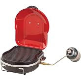 Coleman Fold 'N Go Portable Propane Grill, Lightweight Gas Grill, 6,000-BTU | Red, Instastart Ignition, Adjustable Temperature Control, Dishwasher-Safe Grate, Lightweight and Portable