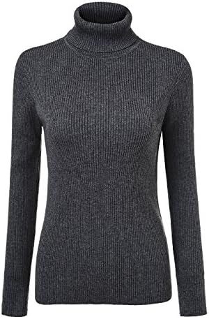 Fengtre Women's Turtleneck Cashmere Knit Elastic Long Sleeve Pullover Sweater,19 Colors Purple
