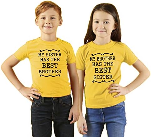 Hangout HubKids sibling T Shirts for Boy and Girl | Regular Fit Printed Brother has best sister Family Kids Sibling T-Shirts (Set of 2, Cotton)