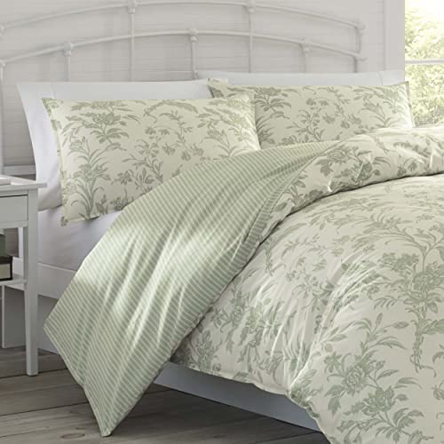 Laura Ashley Home King Size Comforter Set, Reversible Cotton Bedding