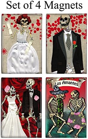 Day of the Dead Skeletons Magnets Set of 4