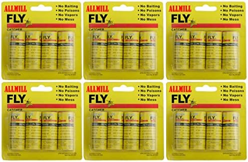 ALLMILL 24PCS Fly Paper Ribbon, Fly Catcher Trap,Sticky Fly Ribbons, Fly Bait,Fly Trap, Super Value