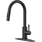 FORIOUS Black Kitchen Faucet, Kitchen Faucets with Pull Down Sprayer, Stainless Steel High Arc Single Handle Classic Bar Fauc