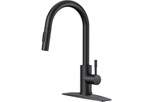 FORIOUS Black Kitchen Faucet, Kitchen Faucets with Pull Down Sprayer, Stainless Steel High Arc Single Handle Classic Bar Fauc