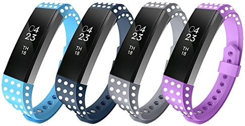 ArrKn Silicone Wristbands, Wellness Fitness Trackers Replacement Bands for Fitbit Alta Accessories (4 set Polka-Dot d, Small)