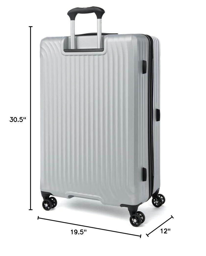Travelpro Maxlite Air Hardside Expandable Checked Luggage, 8 Spinner Wheels, Lightweight Hard Shell Polycarbonate Suitcase, Metallic Silver, Checked Large 28-Inch