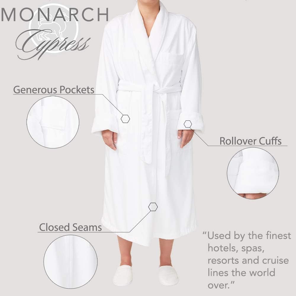 MONARCH Plush Lined Microfiber Spa Robe - Unisex Luxury Hotel Bathrobes Cypress at  Women’s Clothing store: Bathrobes