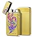 Kivors USB Rechargeable Flameless Electronic Dual Pulse Arc Lighter, Gold Phoenix