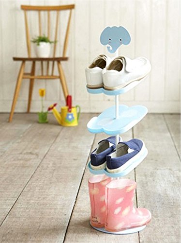 LUCKSTAR Shoes Rack,Cartoon Pattern Stand Shoes Rack for Kid Storage Organizer Shoes Stand Shelf for Kid and Children (Elephant)