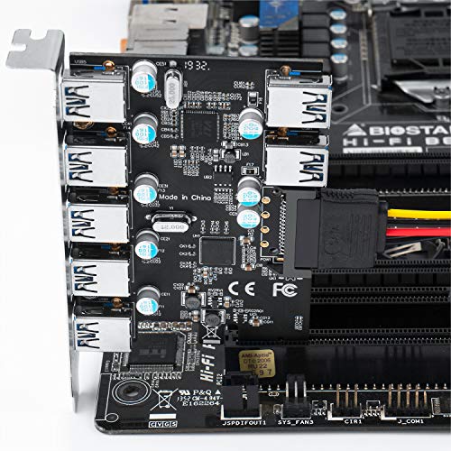 QNINE 7 Ports PCIe USB 3.0 Card, 5 USB 3.0 Ports and 2 Rear USB 3.0 PCIe Expansion Card Include 3.5'' USB 3.0 Front Panel Expansion Bay and 2 Power Cables - Thumbnail 5