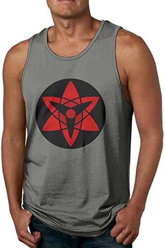 VOLTE Manngekyou Sharingan Eyes Japanese Comic Naruto Shippuden Mens Sleeveless Garment Round Collar DeepHeather Tank Top