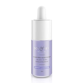 Dot & Key 10% AHA + 2% BHA Hydro Peel Glow Potion, 30ml, Exfoliating Serum with Glycolic, Lactic acids for skin glow, Paraben Free, AHA BHA Peeling Solution