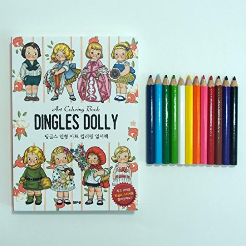 Dingles Dolly Coloring Postcard Book with 12 Mini Color Pencils