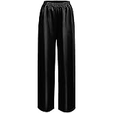 WANLUOSUX Silk Pants for Women Casual Elastic High Waisted Wide Leg Womens Satin Pants