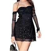 Womens Sexy Sequin Sparkly Glitter Dress Long Sleeve Cocktail Evening Party Mini Dress Party Club Going Out Dresses
