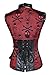 Charmian Women's Retro Goth Spiral Steel Boned Brocade Steampunk Bustiers Corset with Jacket and Belt Black/Red XXXX-Large