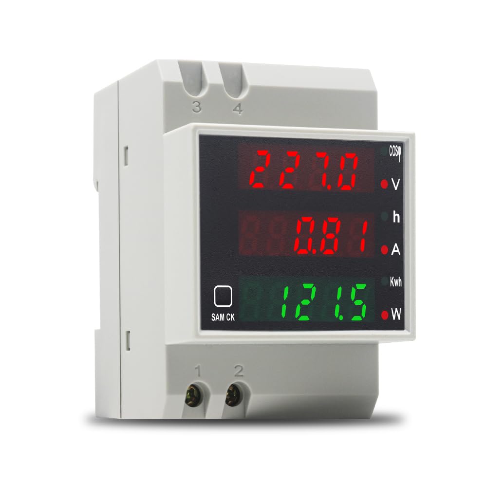 KETOTEK Digital Energy Meter Single Phase Ammeter Voltmeter Din Rail AC80-300V 100A Electric Watt Meter Voltage Current Power KWH Meter