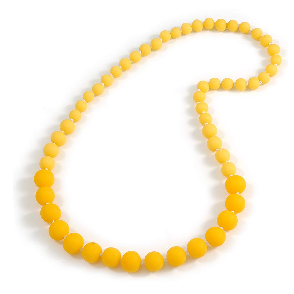 Avalaya Long Graduated Resin Bead Necklace in Yellow/ 78cm L