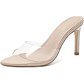 Susanny Women's Sandals Heels Mule High Heels Pointed Open Toe Sandals Sexy Slip on Heeled Summer Casual Wedding Prom Party Comfortable Dressy Shoes