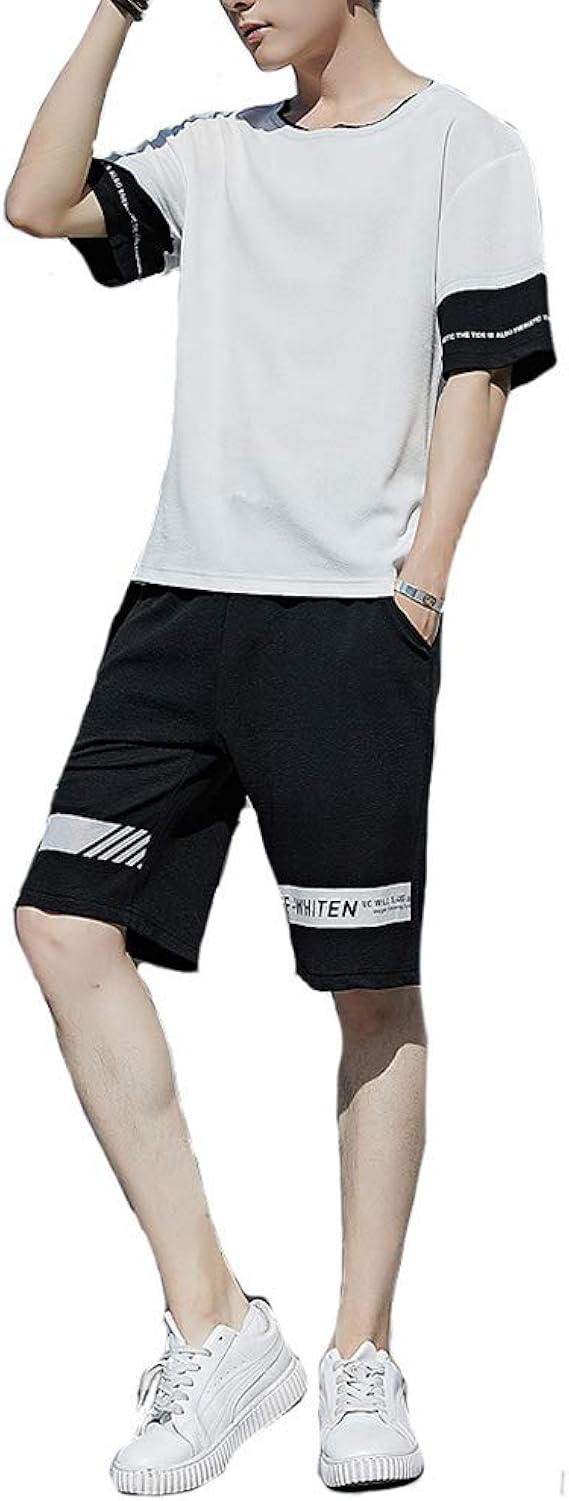 Amazon Cocorea メンズ 半袖 スウェット ジャージ 上下セット セットアップ 5分丈パンツ ｔシャツ スポーツシャツ ランニングウェア 部屋着 White 3xl Tシャツ カットソー 通販