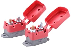 Gloaso 20A 12V 24V Auto Reset Circuit Breaker with Stud Bolt and Cover for Battery Chargers DC Boat Trolling Motor Car RV Trucks Engines Solar System and More, 2 Pack
