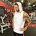 URRU Men's Workout Hooded Tank Tops Bodybuilding Muscle Cut Off T Shirt Sleeveless Gym Hoodies White L