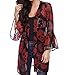 TINHAO Women's Skull Print Sheer Loose Kimono Cardigan Tops Blouse Cover up (XXXL)